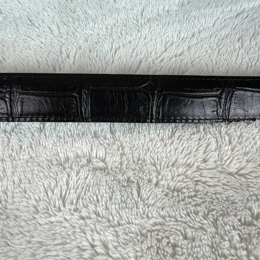 Brighton Western Belt Womens Medium Black Leather Alligator Embossed‎ Silver M